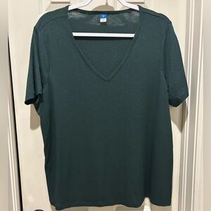 Old Navy Dark Green V-Neck Luxe Tee